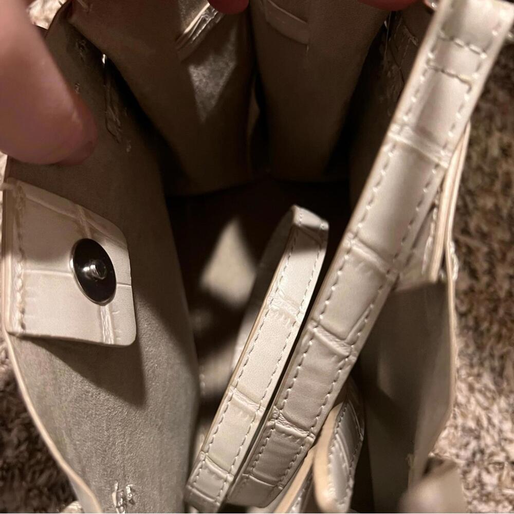Zara Cream Crocodile-Embossed Satchel - Picture 2 of 2